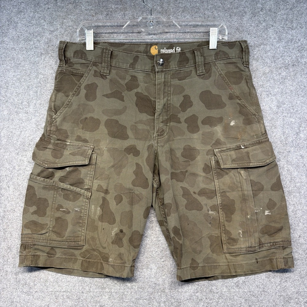 Vintage Carhartt Camo Cargo Shorts Mens 34 Brown  Baggy Grunge